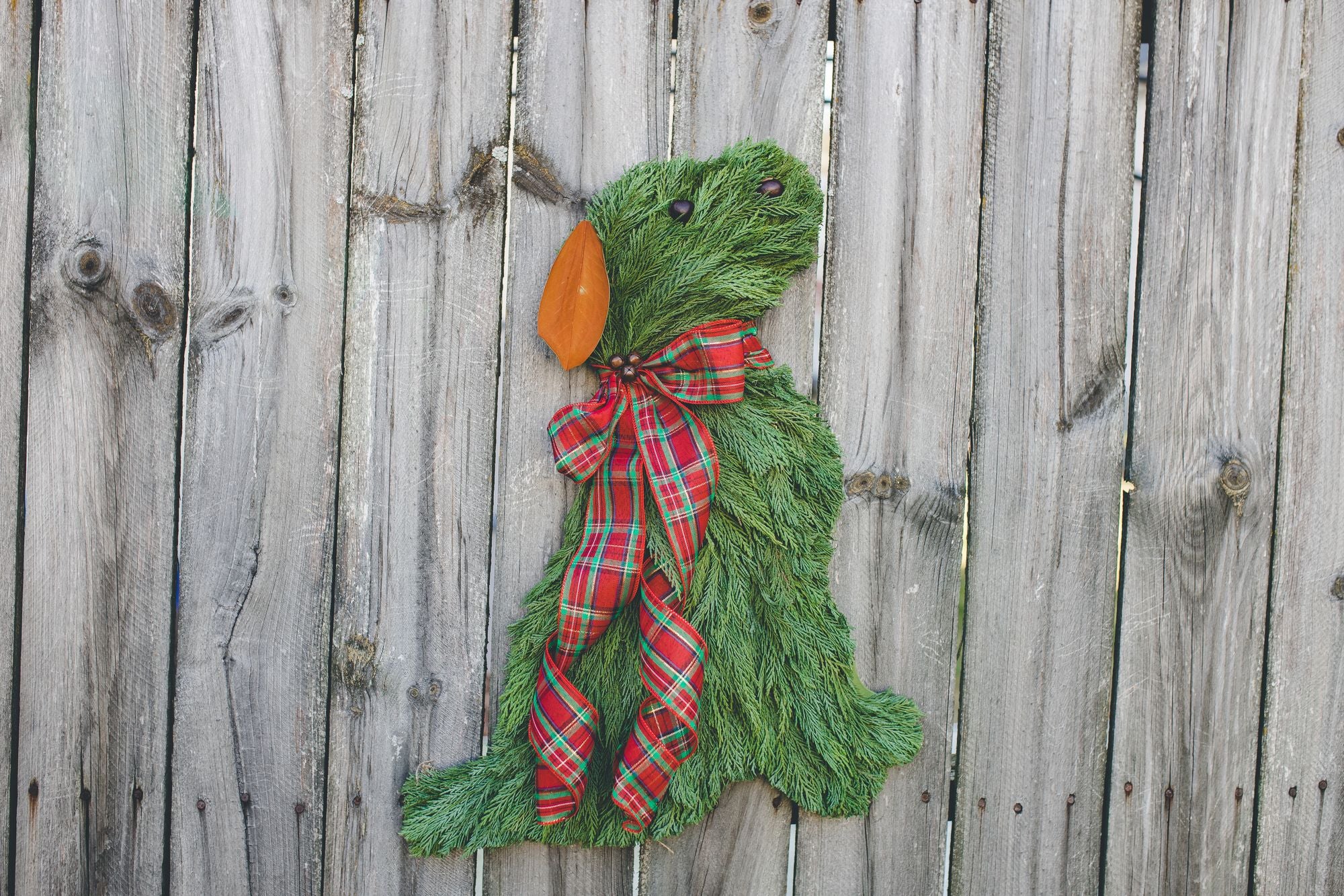 Puppy Dog Holiday Wreath - Fresh Greenery
