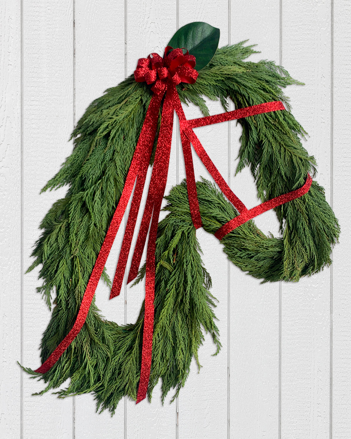 Horse Head Outline Wreath - Fresh Greenery